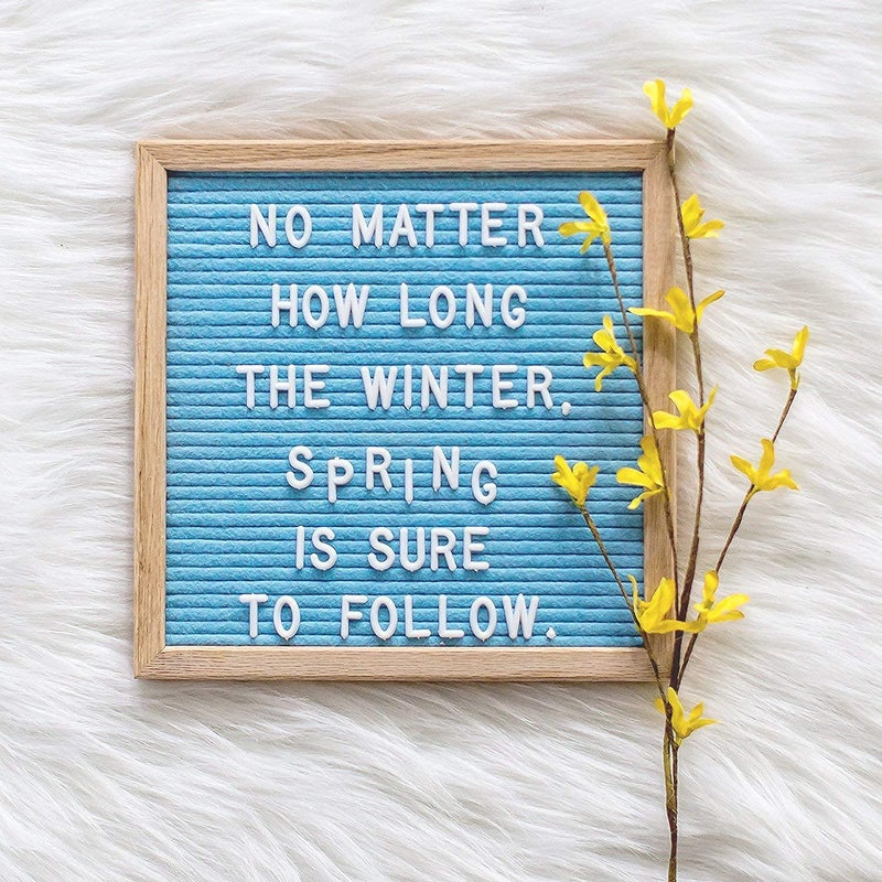 Felt Like Sharing Felt Letter Board, 10x10in Changeable Letter Board with Letters White 300 Piece - Felt Message Board, Oak Frame Wooden Letter Board for Baby Announcements, Milestones, Office Decor & More (Light Blue) - Image 4